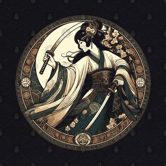Warrior Princess - Chinese Swordswoman Art Deco Style by RCDBerlin